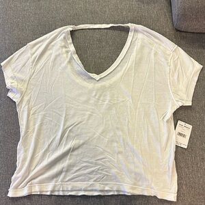 White low v neck soft short sleeve tee